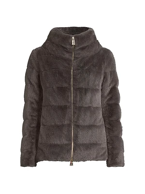 Faux-Fur Down Puffer Jacket