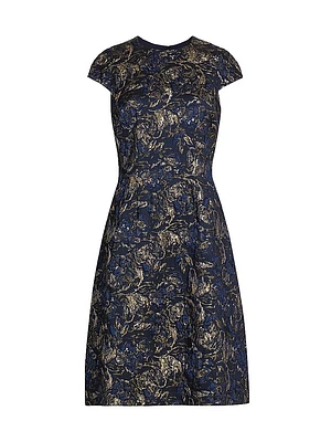 Metallic Jacquard Cocktail Dress
