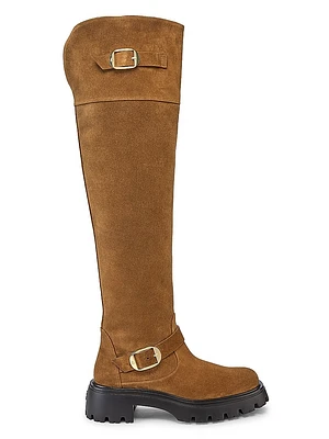 Emerson 50MM Buckle-Accented Suede Tall Boots