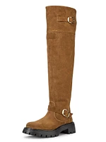 Emerson 50MM Buckle-Accented Suede Tall Boots