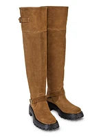 Emerson 50MM Buckle-Accented Suede Tall Boots
