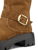 Emerson 50MM Buckle-Accented Suede Tall Boots