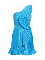 Kelce Pleated One-Shoulder Minidress