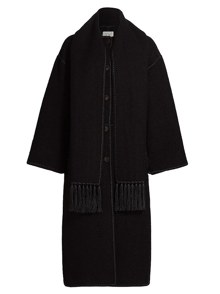 Embroidered Scarf Coat