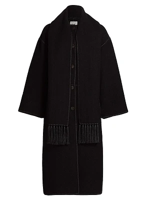 Embroidered Scarf Coat