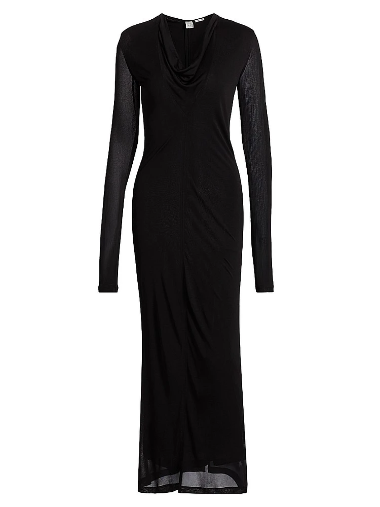 Draped V-Neck Maxi Dress