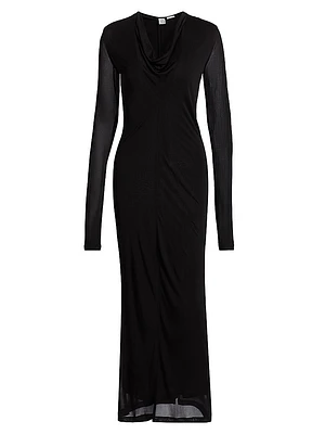 Draped V-Neck Maxi Dress