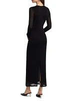 Draped V-Neck Maxi Dress