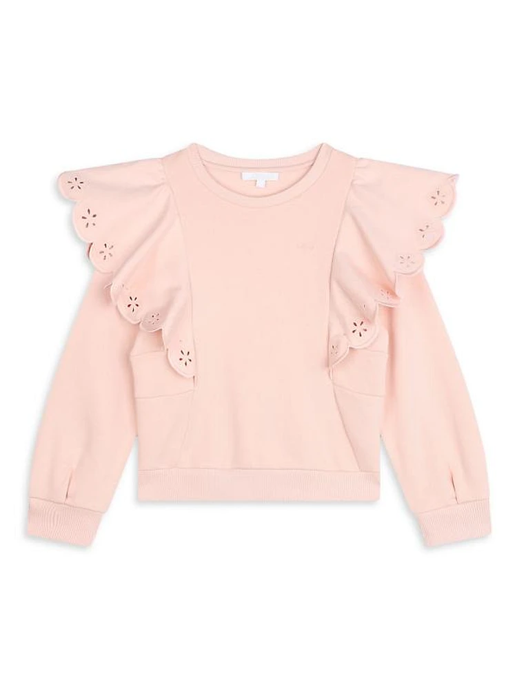 Little Girl's & Girl's Ruffle Crewneck Sweatshirt
