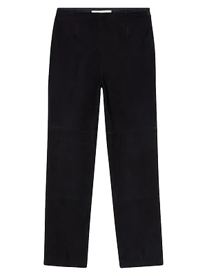 Suede High-Waist Trousers