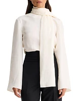 Silk Foulard Long-Sleeve Top