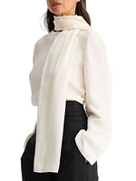 Silk Foulard Long-Sleeve Top