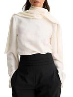 Silk Foulard Long-Sleeve Top