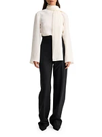 Silk Foulard Long-Sleeve Top