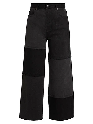 Getty Patchwork High-Rise Crop Jeans