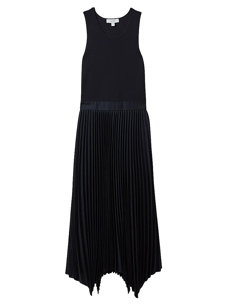Marnie Drop Waist Pleated Midi-Dress