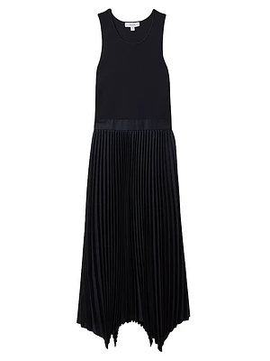 Marnie Drop Waist Pleated Midi-Dress