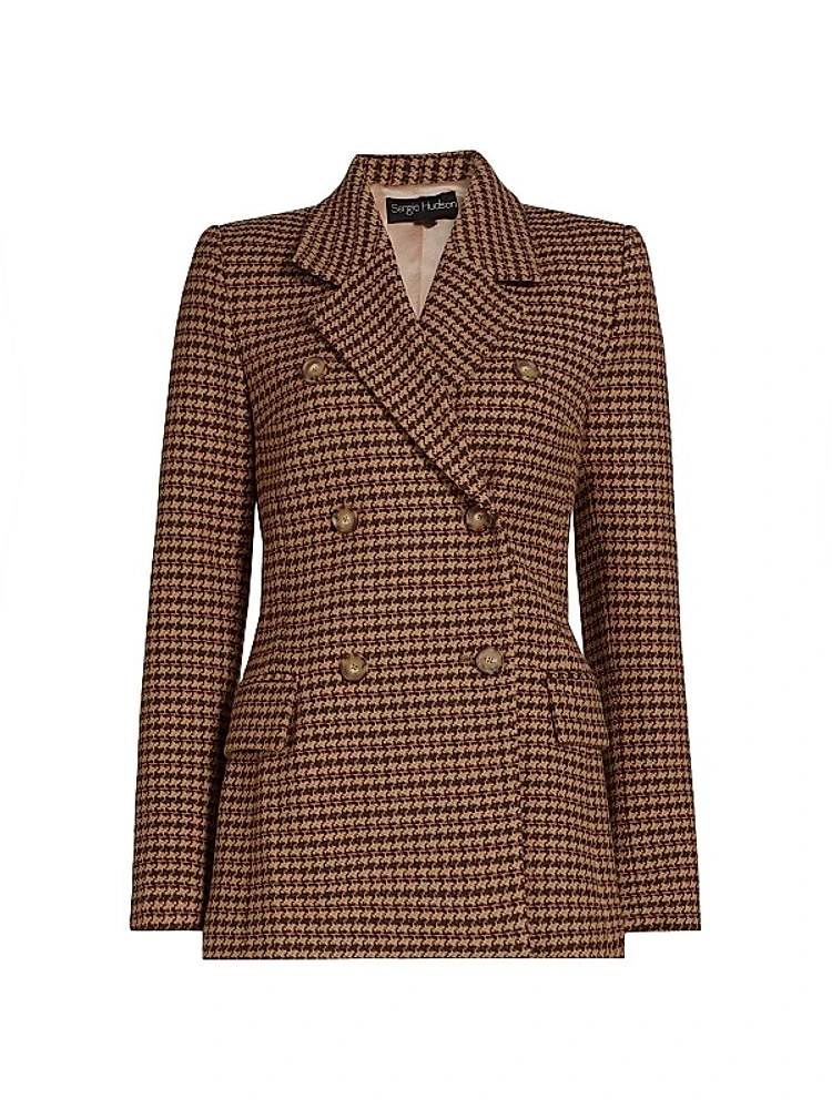 Houndstooth Double-Breasted Blazer