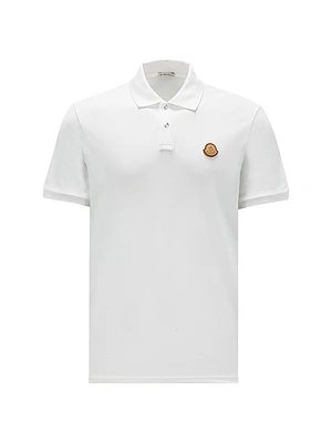 Short Sleeve Logo Patch Cotton Pique Polo Shirt