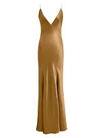 V-Neck Dress Silk Satin