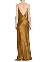V-Neck Dress Silk Satin