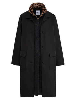 Leopard Double-Layer Wool Coat