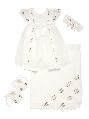 Baby Girl's 4-Piece Tulle Dress, Headband, Booties & Blanket Set