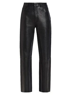 Shannon Leather Straight-Leg Pants