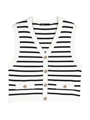 Sleeveless Striped Cardigan