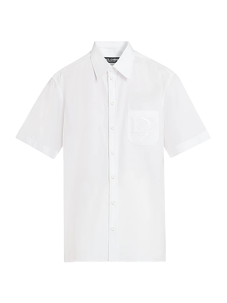 Poplin Button-Front Short-Sleeve Shirt