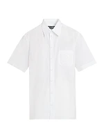 Poplin Button-Front Short-Sleeve Shirt