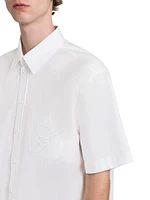 Poplin Button-Front Short-Sleeve Shirt
