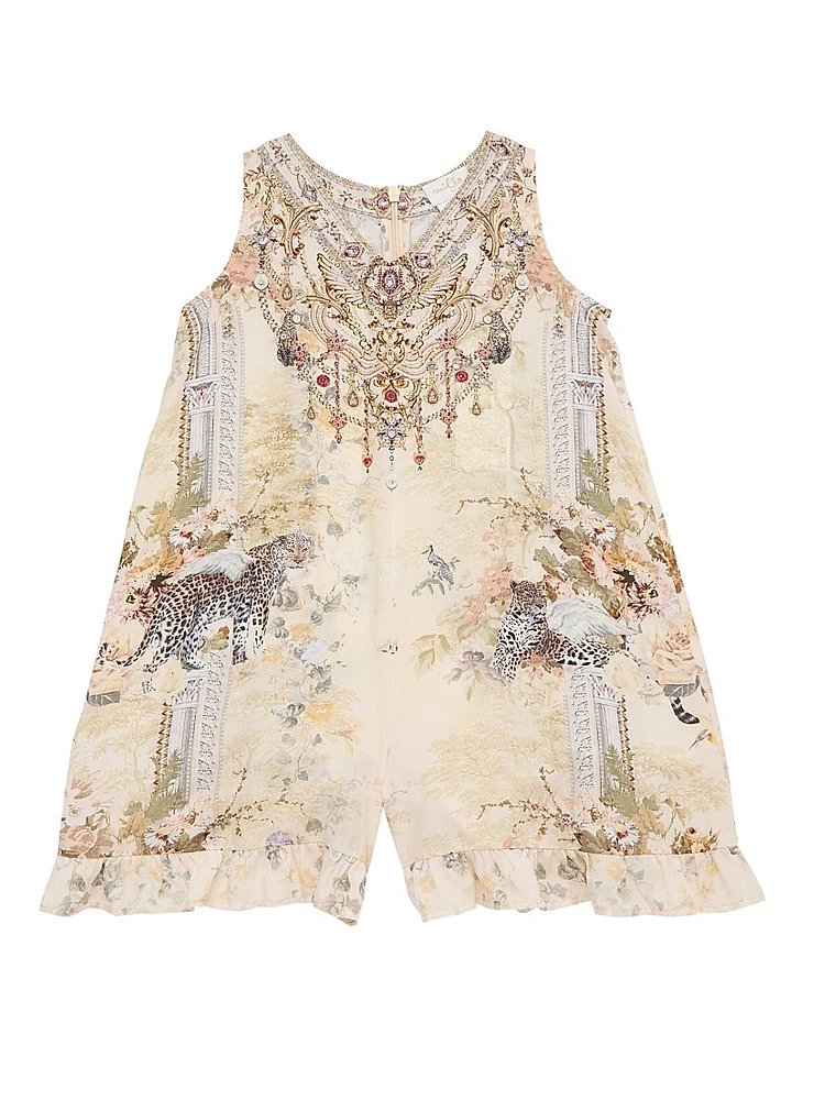 Little Girl's & Printed Ruffle-Trim Romper