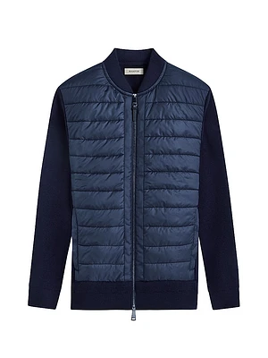 Quilted Merino Wool Zip-Up Sweater