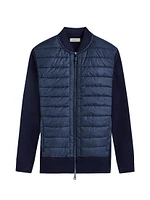 Quilted Merino Wool Zip-Up Sweater