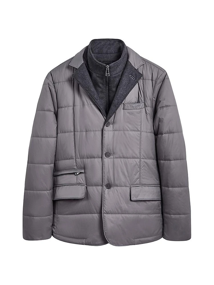 Quilted Stand-Collar Blazer