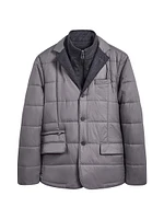 Quilted Stand-Collar Blazer