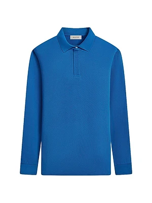 Stretch Cotton Three-Button Polo Shirt