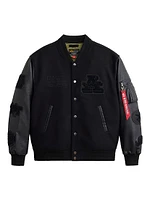 MA-1 Leather Sleeve Varsity Jacket
