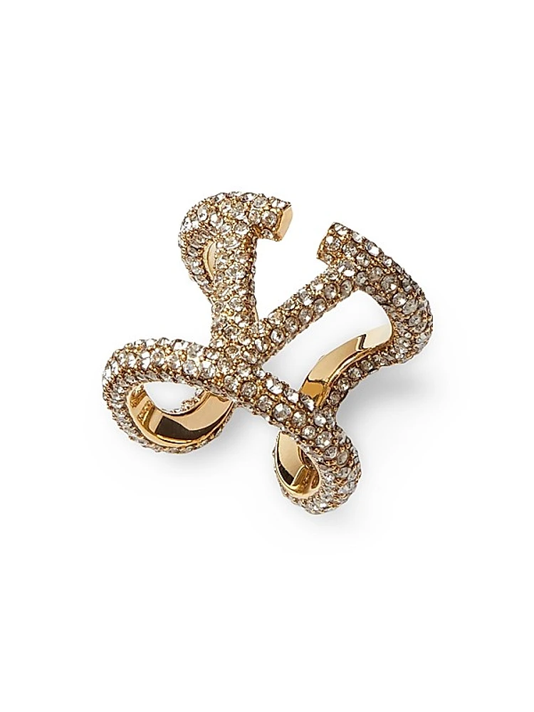 VLogo Signature Ring in Metal and Swarovski Crystals
