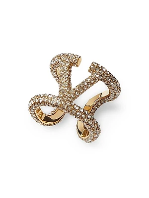 VLogo Signature Ring in Metal and Swarovski Crystals