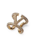 VLogo Signature Ring in Metal and Swarovski Crystals