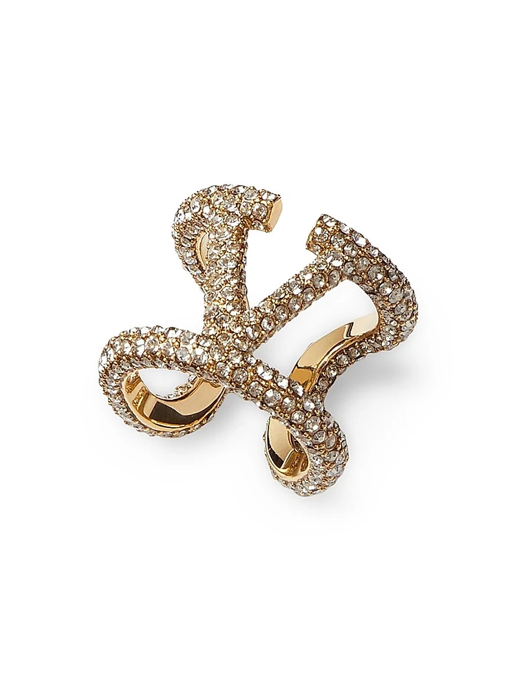 VLogo Signature Ring in Metal and Swarovski Crystals