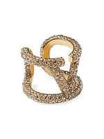 VLogo Signature Ring in Metal and Swarovski Crystals