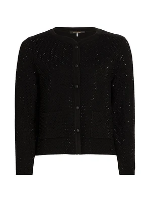 Lois Crystal-Embellished Wool-Blend Cardigan