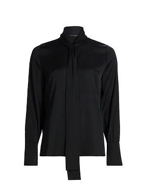 Leni Stretch Silk Tieneck Blouse