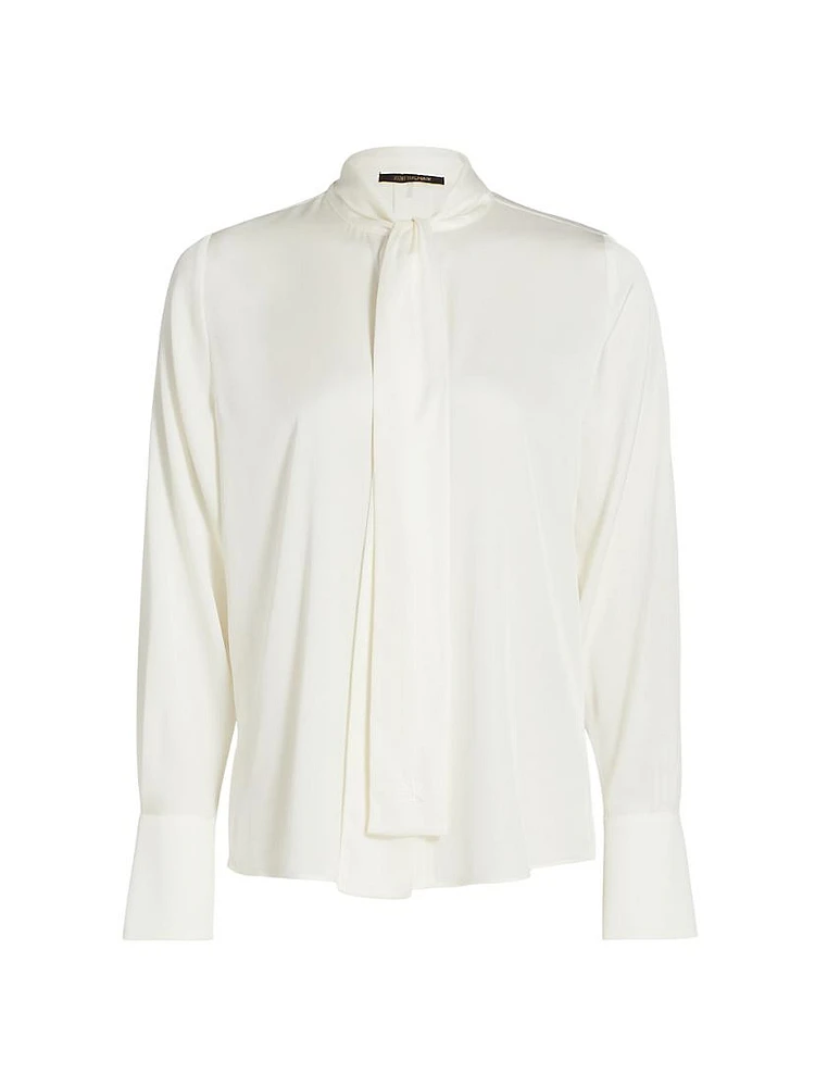 Leni Stretch Silk Tieneck Blouse