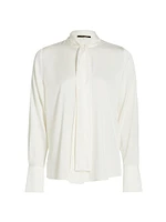 Leni Stretch Silk Tieneck Blouse