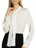 Leni Stretch Silk Tieneck Blouse