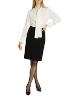 Leni Stretch Silk Tieneck Blouse